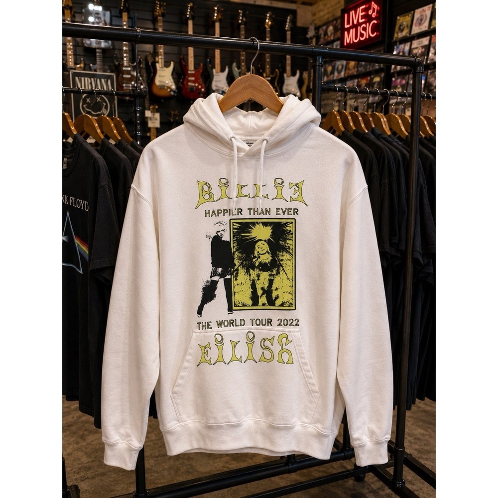 Vintage Billie Eilish Happier Than Ever World Tour Merch 2022 Hoodie Women Med